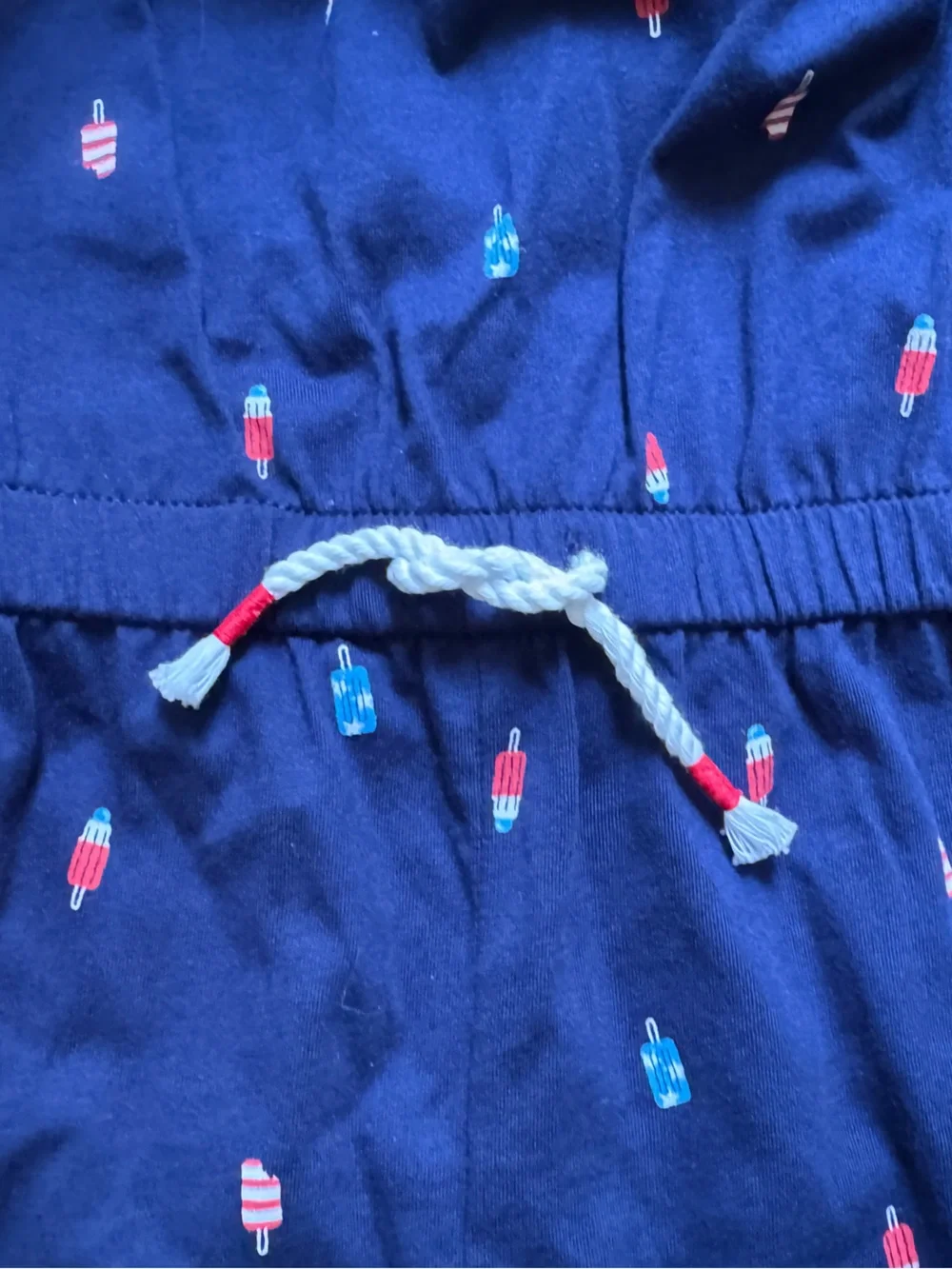 Carter's Navy Popsicle Print Romper with Rope Drawstring